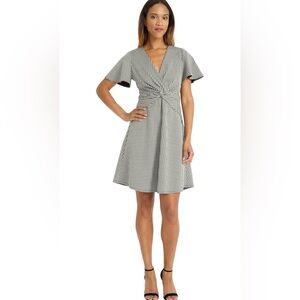 NEW Maggy London Women's Houndstooth Knot Mini Dress 6 $138